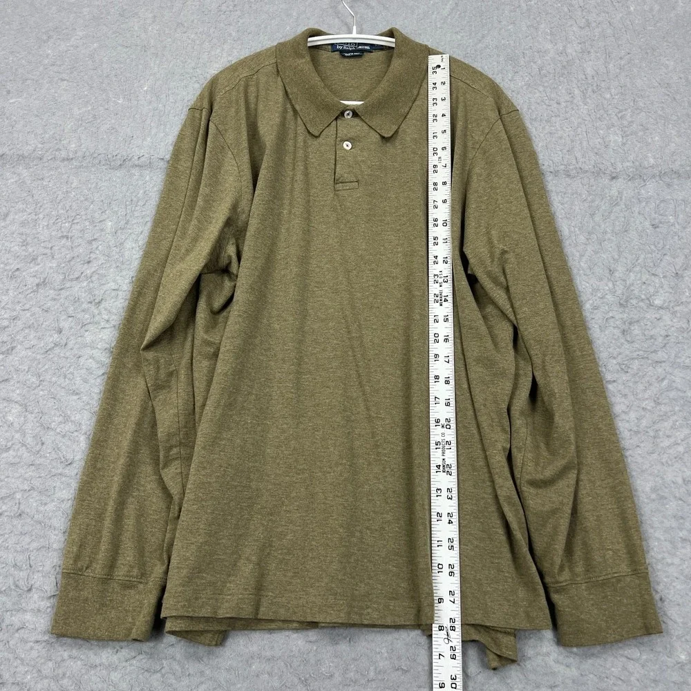 Polo Ralph Lauren Shirt Men's‎ XL Brown/Green Pima Collared Long Sleeve Peru